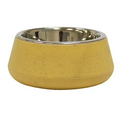 Croci - Bol en Bamboo et Acier TIERRA Jaune pour Chien