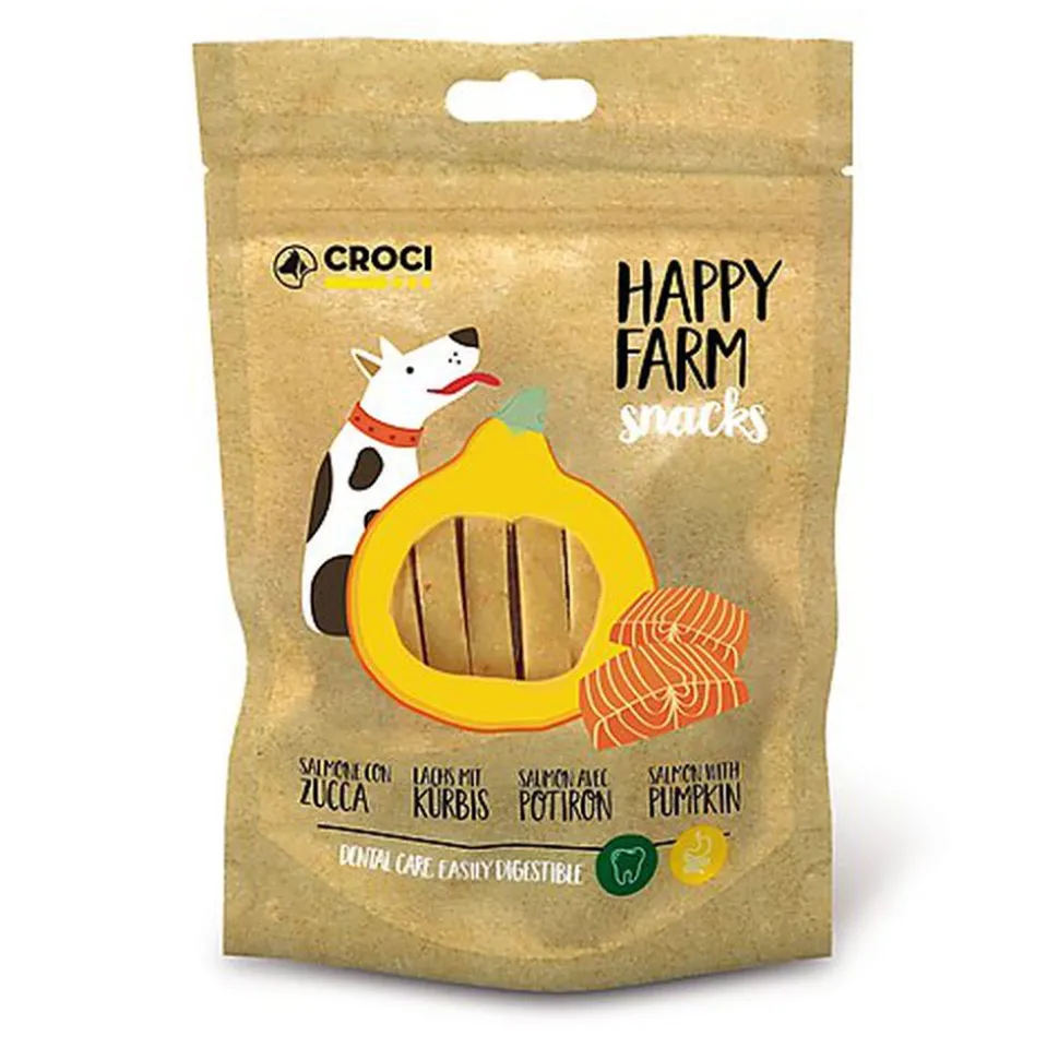 Croci - Friandises Happy Farm Saumon et Citrouille pour Chiens - 80g