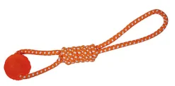Croci - Jouet Balle Caoutchouc avec Corde pour Chiens - Orange