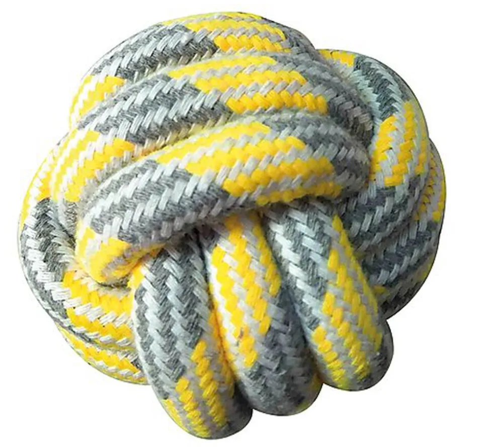Croci - Jouet Boule en Corde Jaune pour Chiens - 7,5cm