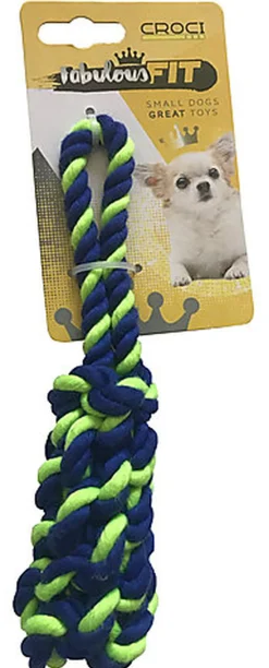 Croci - Jouet Corde Braid Mini Vert /Bleu pour Chiens - 19cm
