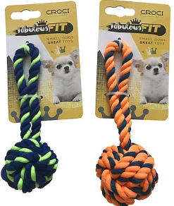 Croci - Jouet Corde Mini Ballon Vert/Bleu pour Chiens - 19cm