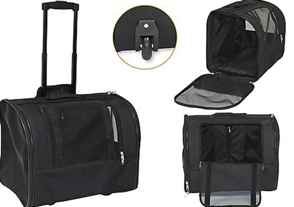 Croci - Sac de Transport Trolley Jolie Noir pour Chiens et Chats - 44x28x33cm