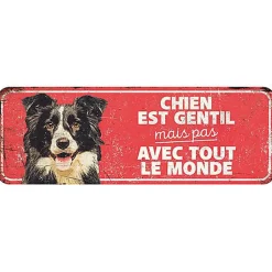 D&D - Panneau d'avertissement collie - 40 x 13 x 03 cm rouge