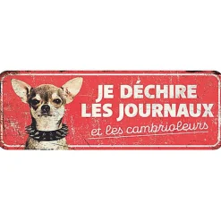 D&D - Panneau d'avertissement chihuahua - 40 x 13 x 03 cm rouge