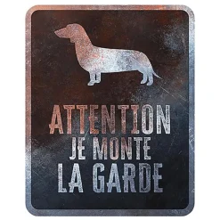 D&D - Panneau d'avertissement Dachshund Français - 25x20x03cm Multicolore