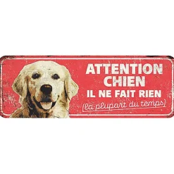 D&D - Panneau d'avertissement golden retriever - 40 x 13 x 03 cm rouge
