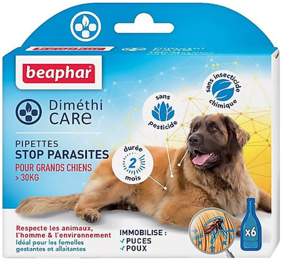 DiméthiCARE - Pipettes STOP L Parasites pour Grand Chien - 6x4ml