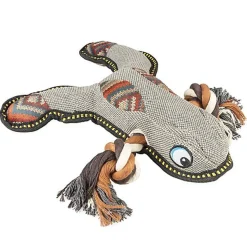 Duvoplus - Jouet Canvas Grenouille Gris pour Chiens - 30x27x7cm