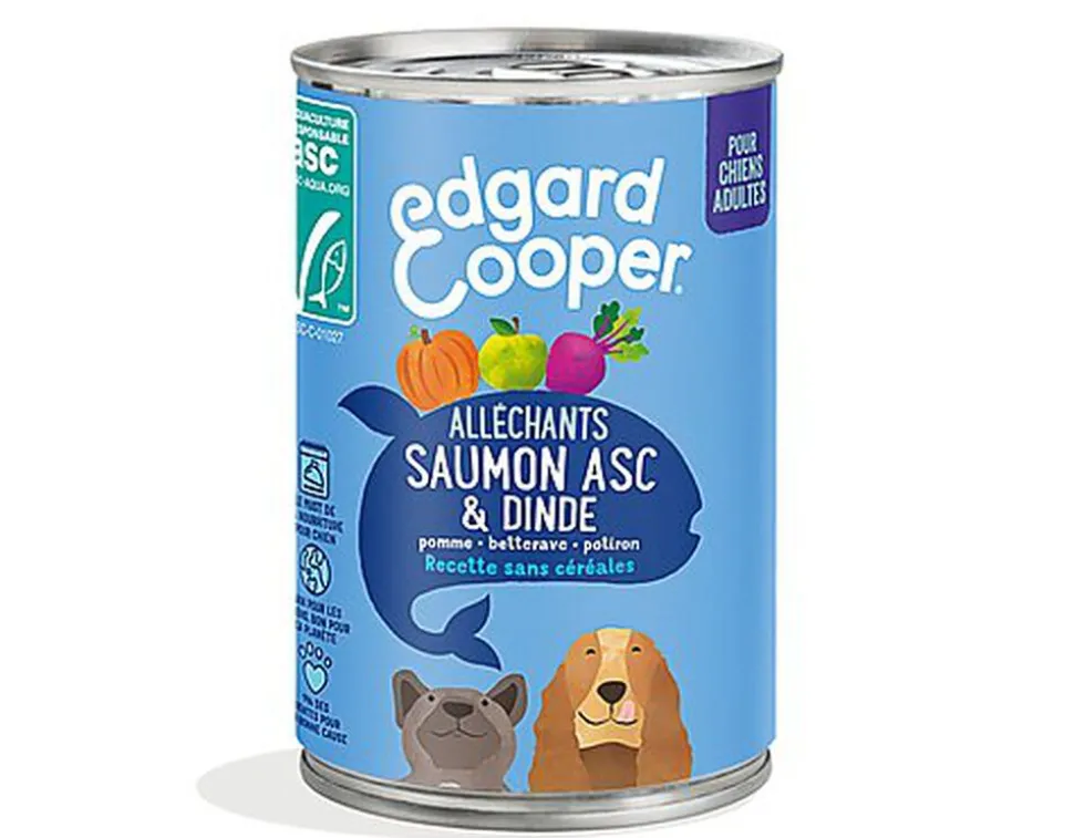 Edgard & Cooper - Boite sans Céréales Saumon et Dinde pour Chien Adulte - 400g