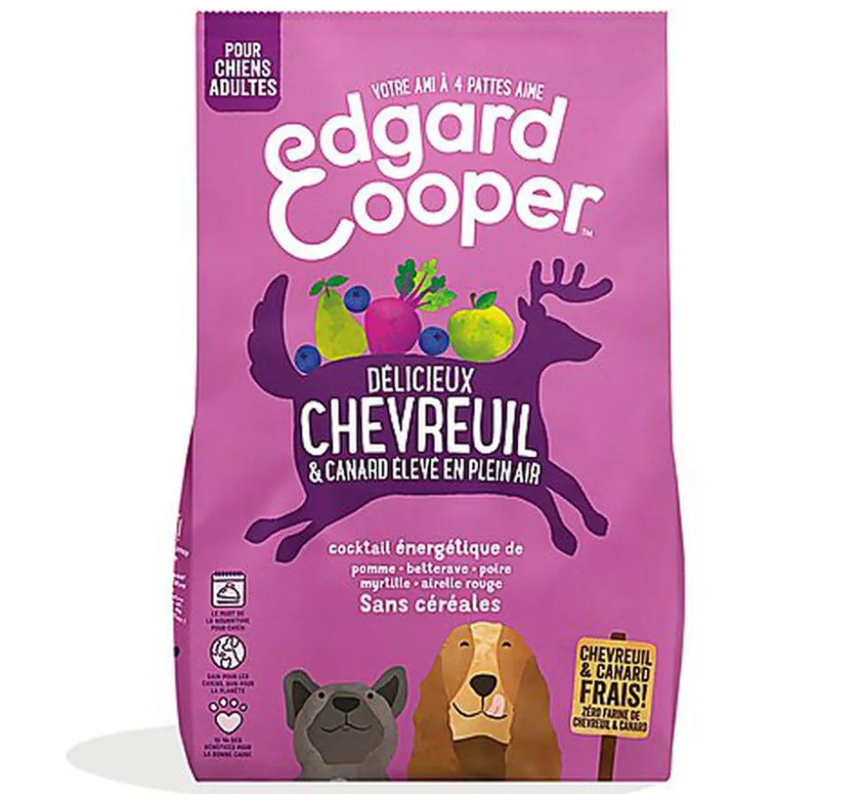 Edgard & Cooper - Croquettes Naturelles Adulte sans Céréales au Chevreuil et Canard frais pour Chien - 12Kg