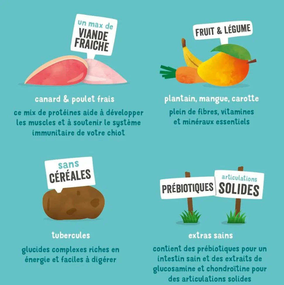 Edgard & Cooper - Croquettes Naturelles sans Céréales Canard et Poulet frais pour Chiot - 12Kg
