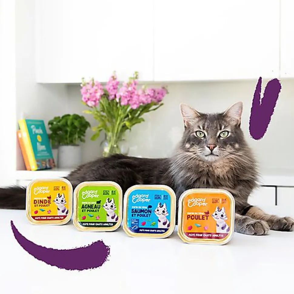 Edgard & Cooper - Multipack Pâtées au Poulet Dinde Saumon et Agneau pour Chat - 8x85g