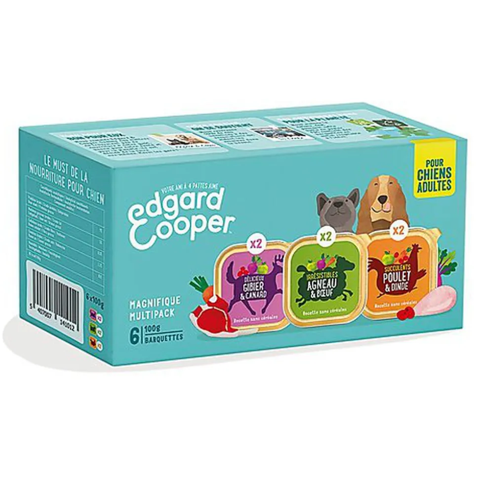 Edgard & Cooper - Multipack Barquettes 3 Saveurs pour Chien - 6x100g