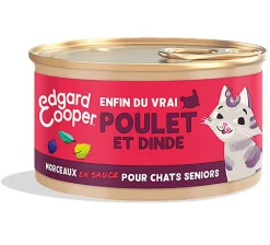 Edgard & Cooper - Pâtée Morceaux en Sauce Dinde et Poulet pour Chat Senior - 85g