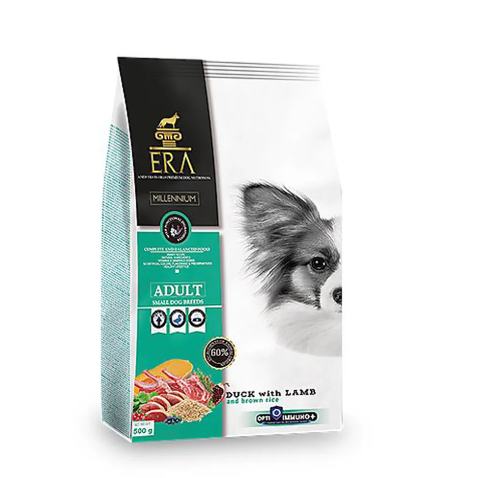 Era - Croquettes Millennium Canard et Agneau pour Chiens de Petites Races - 500g