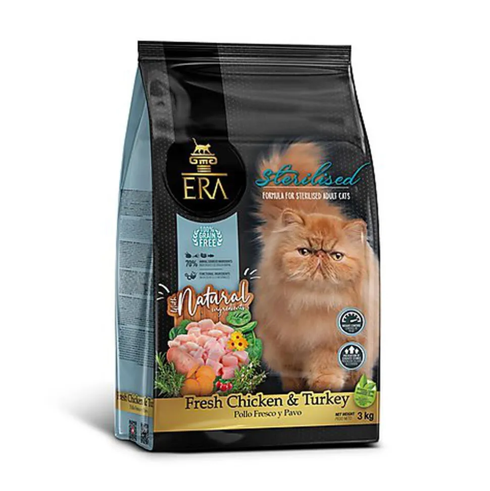 Era - Croquettes Sans Céréales Poulet et Dinde pour Chat Stérilisé