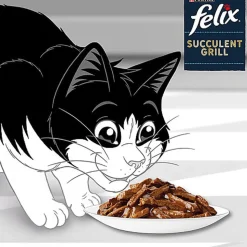 FELIX - Pochons Succulent Grill Selection de la Campagne à la Viande en Sauce pour chats adultes - 12X80g