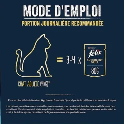 FELIX - Pochons Succulent Grill Selection de la Campagne à la Viande en Sauce pour chats adultes - 12X80g