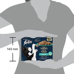 FELIX - Sachets Fraîcheur Délices Tranchés en Gelée Sélection Poissons pour chats adultes - 12x80g