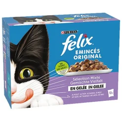 FELIX - Sachets Fraîcheur Emincés en Gelée Selection Mixte pour chats adultes - 12x85g