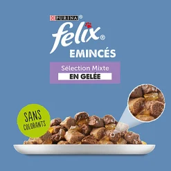 FELIX - Sachets Fraîcheur Emincés en Gelée Selection Mixte pour chats adultes - 12x85g