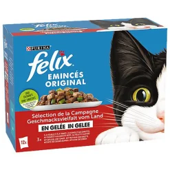 FELIX - Sachets Fraîcheur Emincés en Gelée Volaille et Légumes pour chats adultes - 12x85g