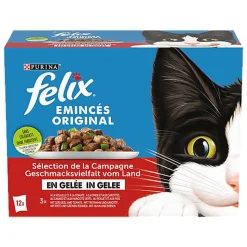 FELIX - Sachets Fraîcheur Emincés en Gelée Volaille et Légumes pour chats adultes - 12x85g