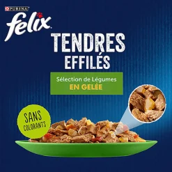 FELIX - Sachets fraîcheur Tendres Effilés Gelée Mixte avec Légumes pour Chats - 24x85g