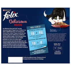 FELIX - Sachets fraîcheurs Délicieux Duos en Gelée Mixte Boeuf poulet Poisson pour Chats- 24x85g