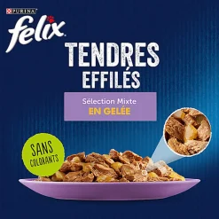FELIX - Sachets fraîcheurs Tendres Effilés en Gelée Mixte pour Chats - 24x85g