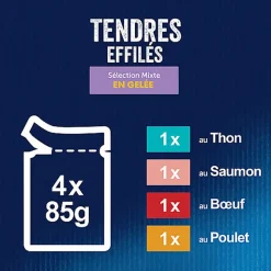 FELIX - Sachets fraîcheurs Tendres Effilés en Gelée Mixte pour Chats - 24x85g