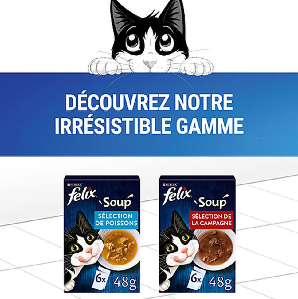 Felix - Soupes en sachets Sélection de Poissons pour Chats - 6x48g