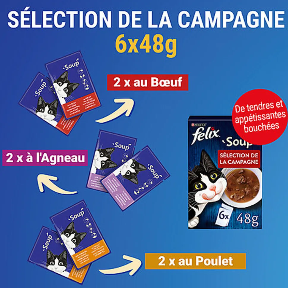 Felix - Soupes en sachets Sélection de la Campagne pour Chats - 6x48g