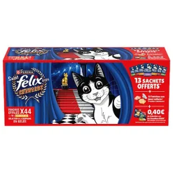 Felix - Tendres Effilés en Gelée Sélection De La Campagne Pour Chats Adultes - 44x85g (31+13 Offerts)