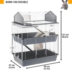 Ferplast - Cage Barn Double 100 pour Lapins - Blanc
