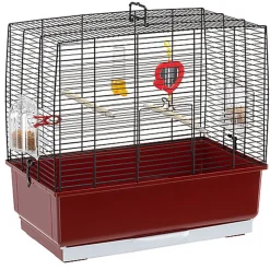 Ferplast - Cage Rekord 3 pour Oiseaux Exotique - Noir/Rouge