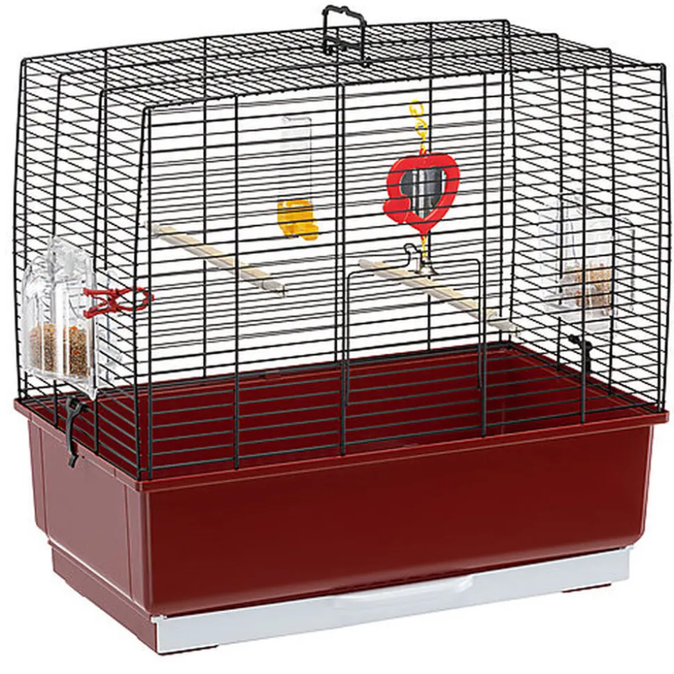 Ferplast - Cage Rekord 3 pour Oiseaux Exotique - Noir/Rouge