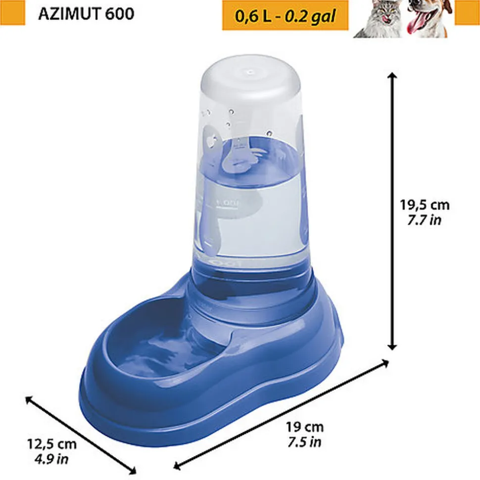 Ferplast - Distributeur Azimut 600 Eau / Nourriture pour Chiens - Bleu