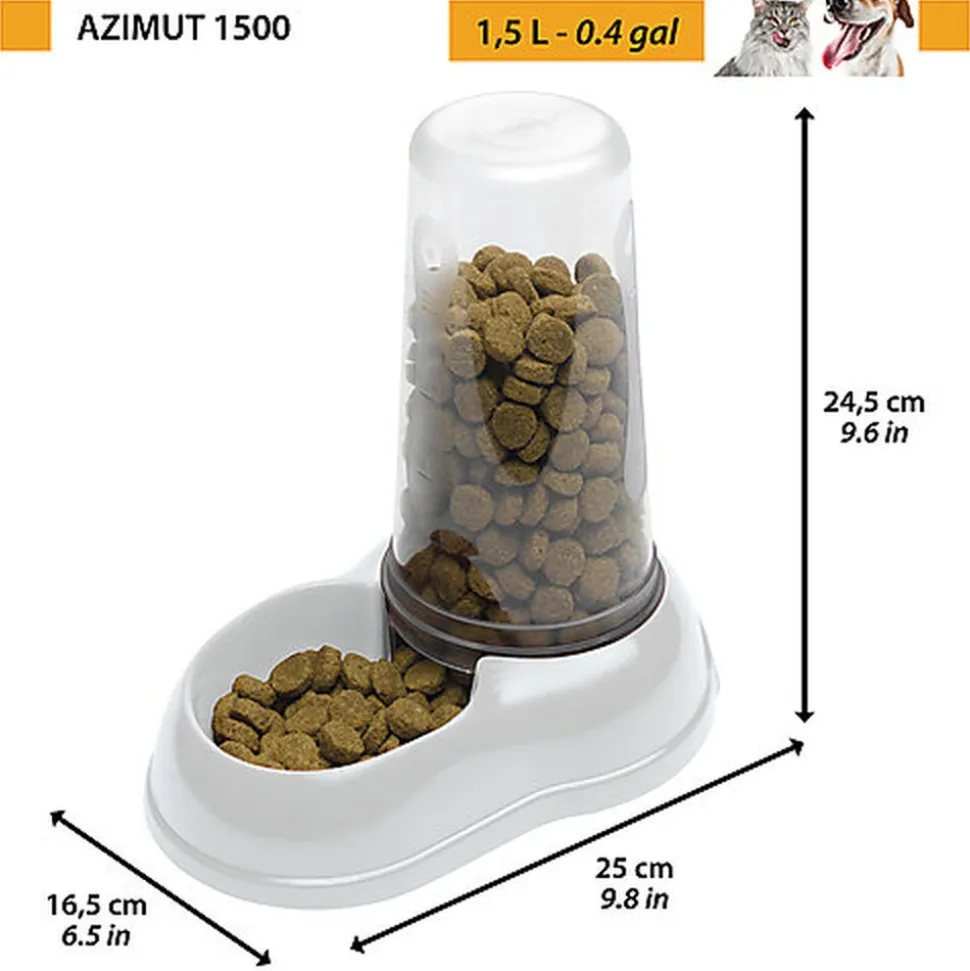 Ferplast - Distributeur Azimut 1500 Eau / Nourriture pour Chiens - Blanc
