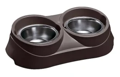 Ferplast - Support en Plastique Duo Feed avec Écuelles Inox - 900ml