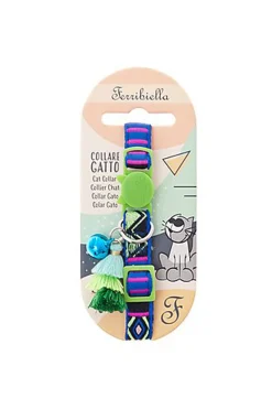 Ferribiella - Collier Anti-Etranglement Bohemian pour Chats - Vert