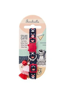 Ferribiella - Collier Anti-étranglement Bohemian pour Chats - Rouge