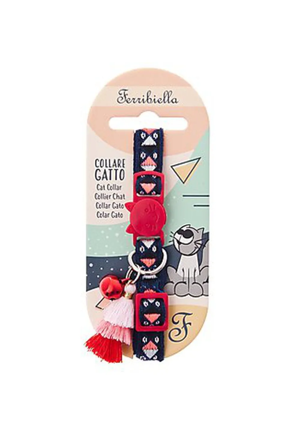 Ferribiella - Collier Anti-étranglement Bohemian pour Chats - Rouge