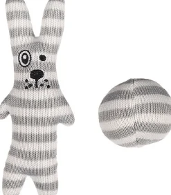 Flamingo - Jouet Faci Lapin + Balle Rayé pour Chats - Gris