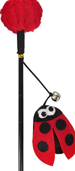 Flamingo - Jouet Happy Bug Canne à Pêche Pompon Coccinelle pour Chats -