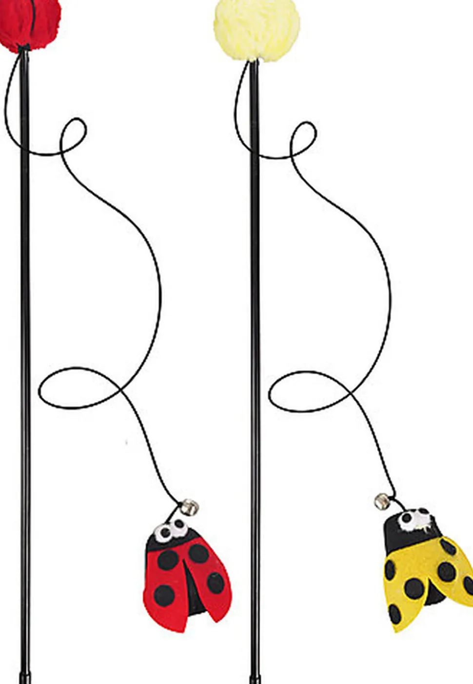 Flamingo - Jouet Happy Bug Canne à Pêche Pompon Coccinelle pour Chats -