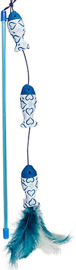 Flamingo - Jouet Ice Canne à Pêche 3 Poissons pour Chats - 45cm