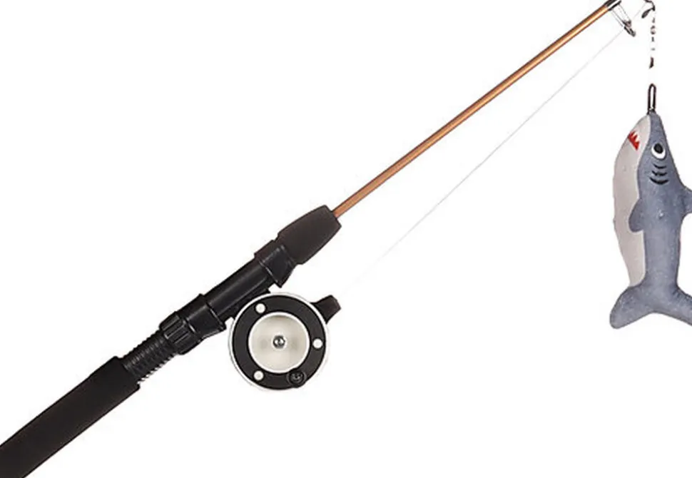 Flamingo - Jouet Rodney Requin & Canne à Pêche pour Chats - 41cm