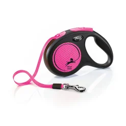 Flexi - Laisse Enrouleur Neon Sangle Rose - M/5m